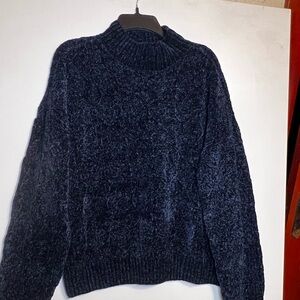 New Liz Claiborne Dark Blue Chenille Sweater